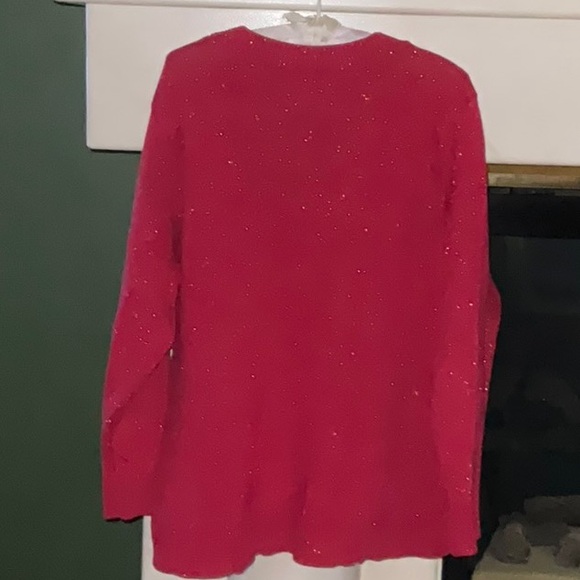 Quacker Factory Metallic Long Sleeve Button Up V Neck Cardigan Size 1X - Picture 2 of 12